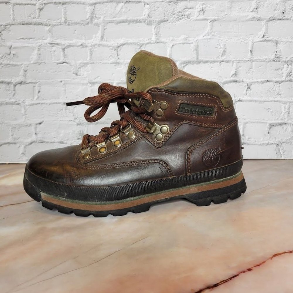 Timberland Hiking Boots Classic Leather Euro Hiker Ankle 95310 Womens 6 Brown